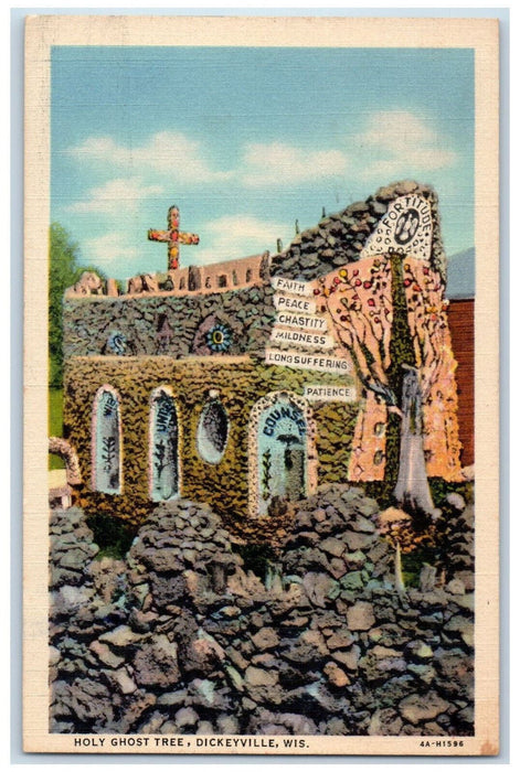 1949 250 People Village Holy Ghost Tree, Dickeyville Wisconsin WI Postcard