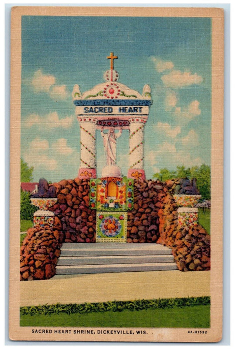 c1940's Sacred Heart Shrine, Dickeyville Wisconsin WI Vintage Unposted Postcard