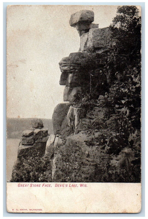 c1905 Great Stone Face Devil's Lake Wisconsin WI Antique Unposted Postcard