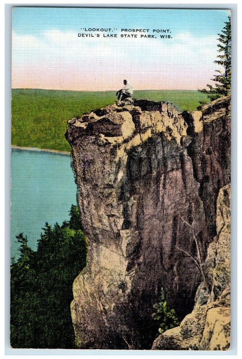 c1950's Lookout Prospect Point Devil's Lake State Park Wisconsin WI Postcard