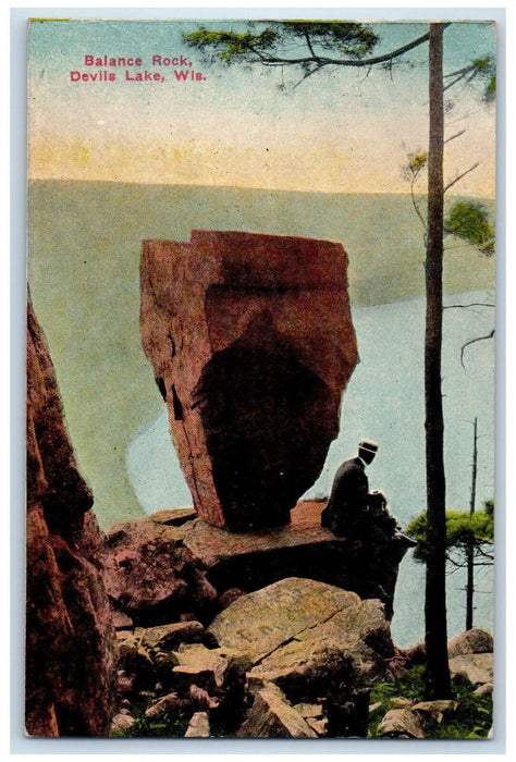 c1910 Balance Rock Devil's Lake Wisconsin WI Antique Unposted Postcard