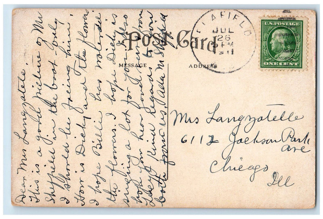 1911 Greetings from Nagowicka Lake Delafield Wisconsin WI Antique Postcard