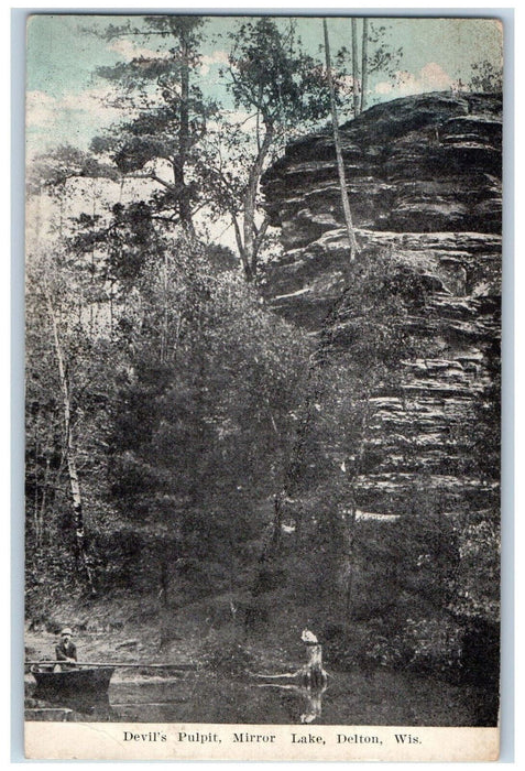 c1910 Devil's Pulpit Mirror Lake Delton Wisconsin WI Antique Postcard