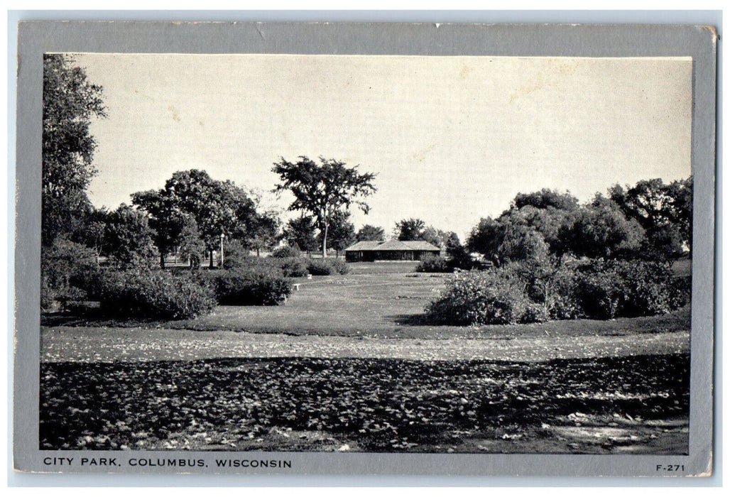 c1940's Scene, City Park, Columbus Wisconsin WI Clear View Vintage Postcard