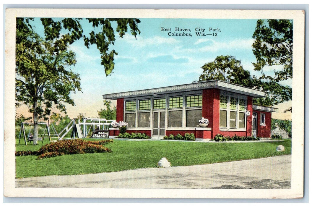 c1930's Rest Haven City Park Columbus Wisconsin WI Unposted Postcard