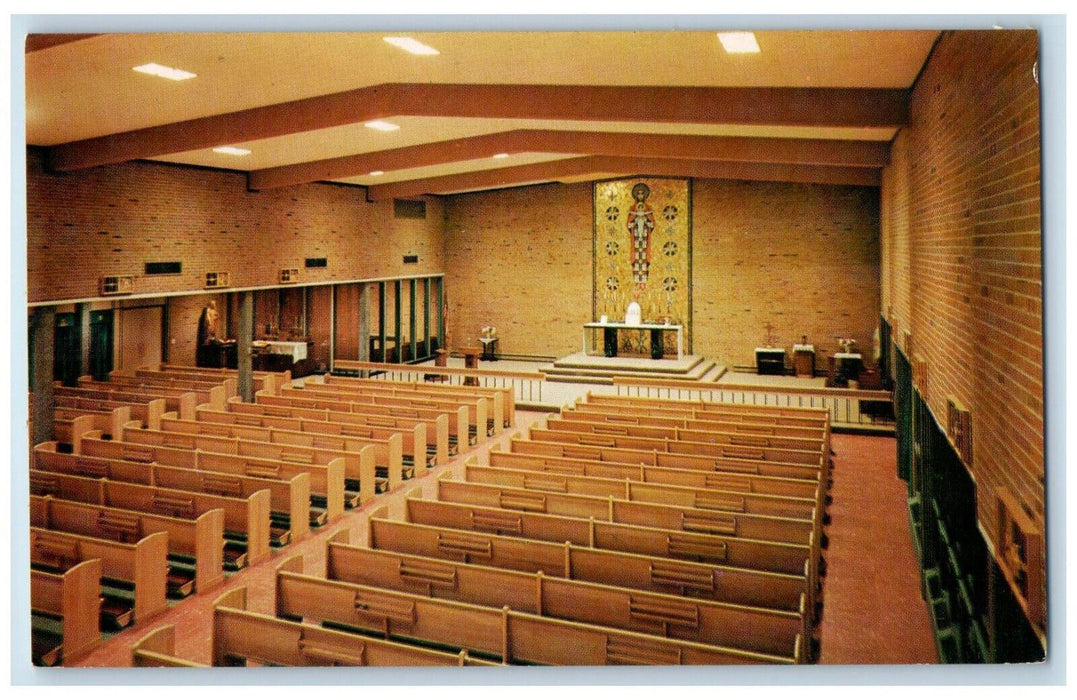 c1950's Interior  Chairs, Mosaic, St. Joseph Church, Fort Atkinson WI Postcard