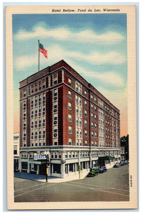 c1940's Hotel Retlaw Fond Du Lac Wisconsin WI Vintage Unposted Postcard