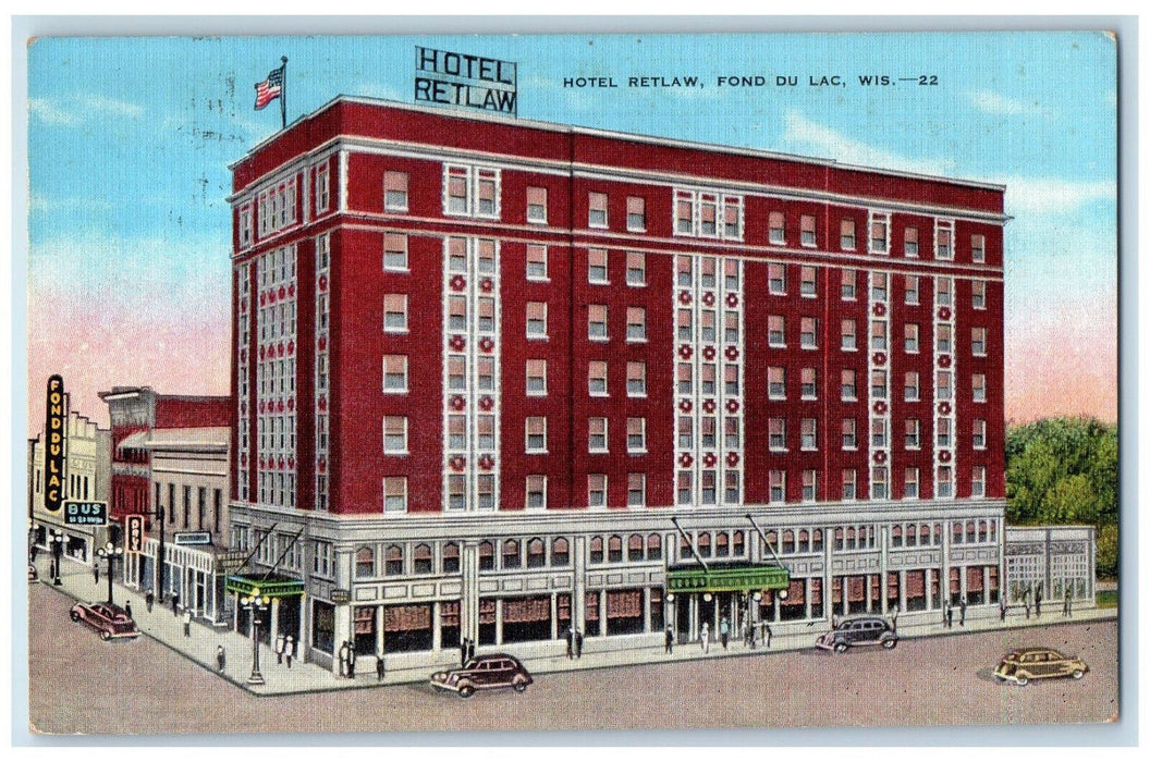 1947 Hotel Retlaw Fond Du Lac Wisconsin WI Vintage Posted Postard