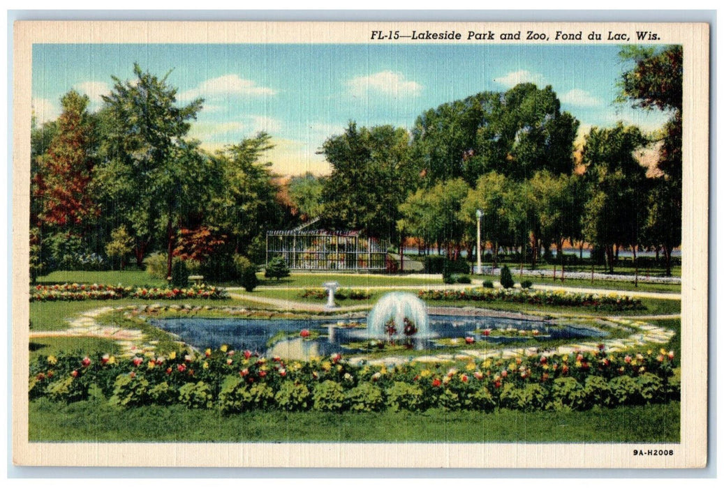 c1940's Lakeside Park and Zoo Fond Du Lac Wisconsin WI Vintage Postcard