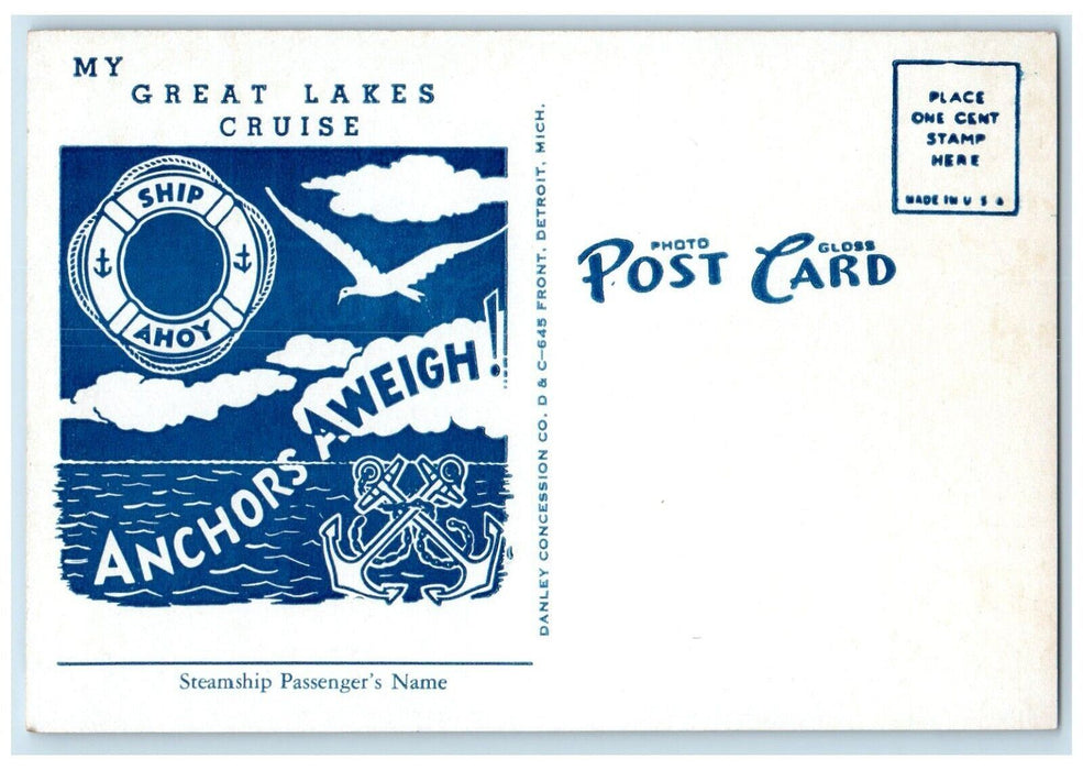 c1910 Engine Room Greater Steamship Detroit Mich Cruise Anchors Aweigh Postcard