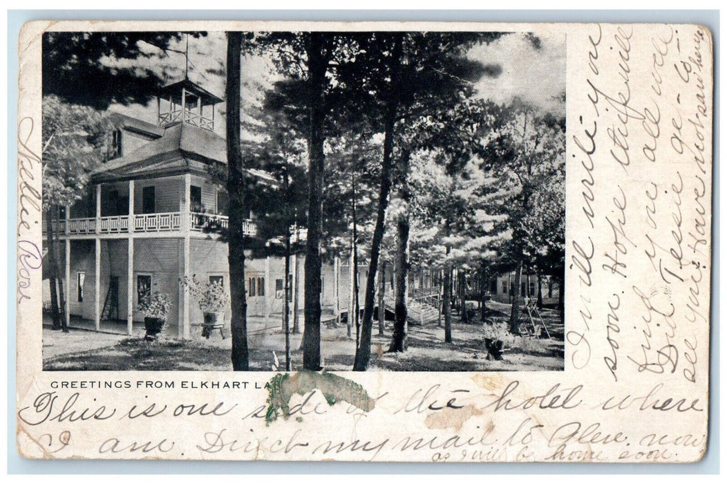 1906 Greetings from Elkhart Lake Wisconsin WI Antique Posted Postcard