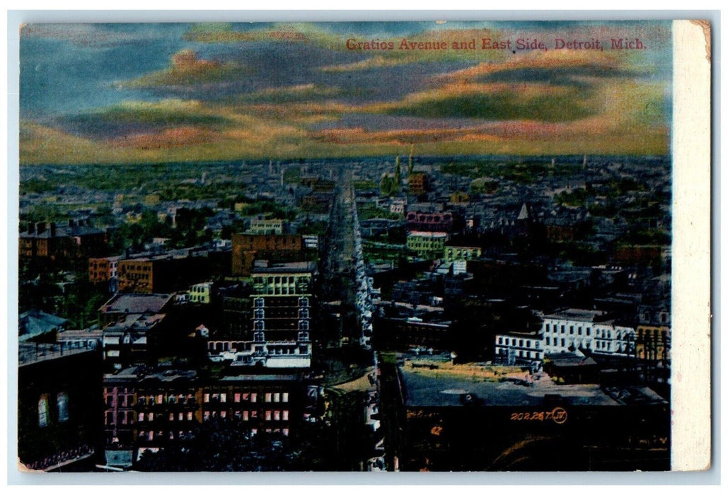 1909 Gratios Avenue East Side Aerial View Sky Detroit Michigan Posted Postcard