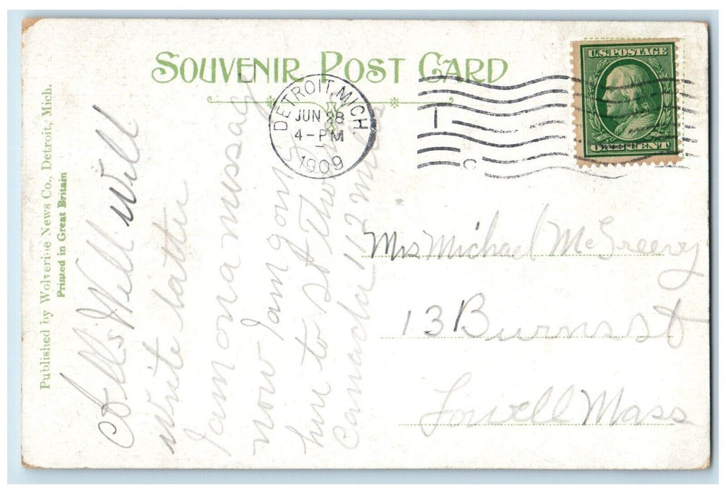 1909 Gratios Avenue East Side Aerial View Sky Detroit Michigan Posted Postcard