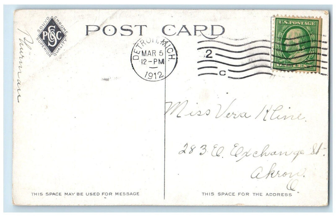 1912 Harbor Scene Night Steamer Steamship Passenger Detroit Michigan Postcard