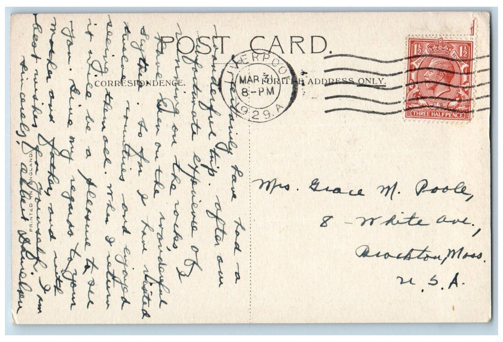 1929 Cunard Line RMS Scythia Steamer Steamship Tonnage 20,000 Liverpool Postcard