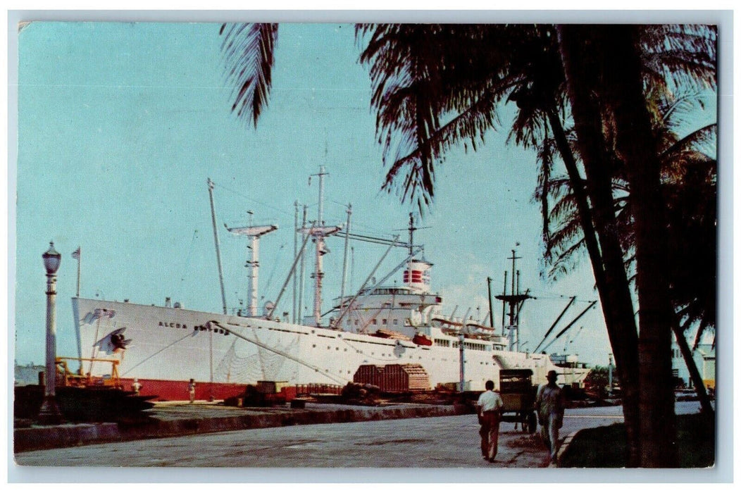1955 SS Alcoa Cavalier Alcoa Serves Caribbean Steamer Kingston Jamaica Postcard