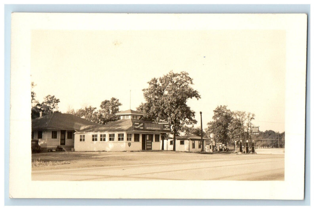 c1920's Stilesville IN Wall's Grove Restaurant Gas Station RPPC Photo Postcard