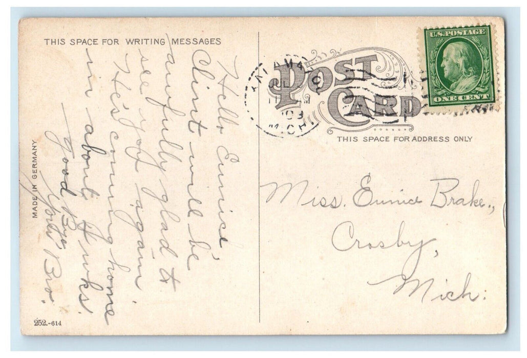 1909 Male Department Insane Asylum Kalamazoo Michigan MI Posted Postcard