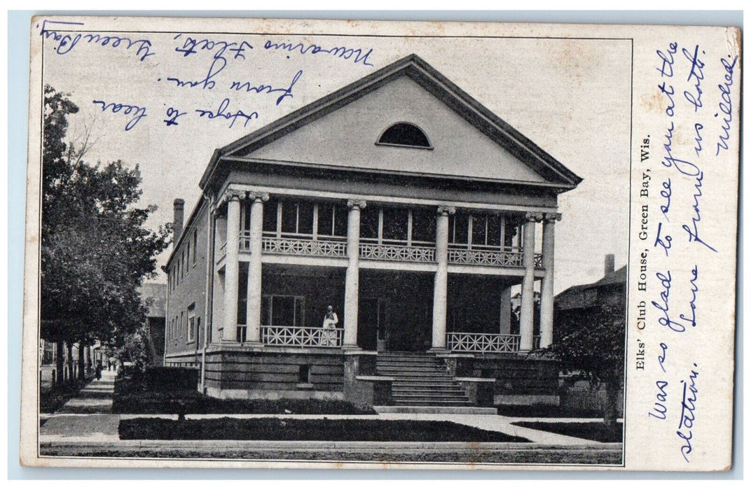 1907 Elks Club House Green Bay Wisconsin WI Antique Posted Postcard