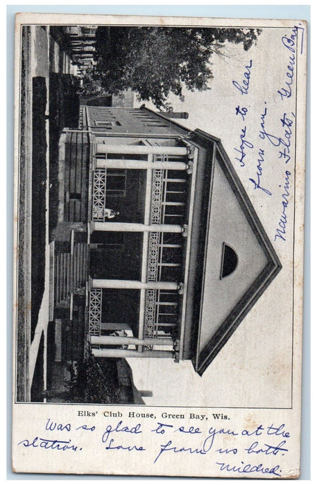 1907 Elks Club House Green Bay Wisconsin WI Antique Posted Postcard