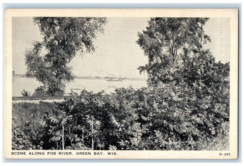 c1940's Scene Along Fox River, Green Bay Wisconsin WI Vintage Postcard