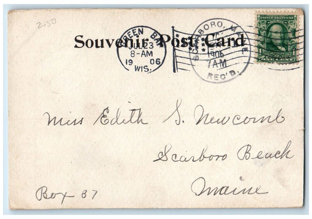 1906 Union Congregational Church Green Bay WI Scarboro ME Posted Postcard