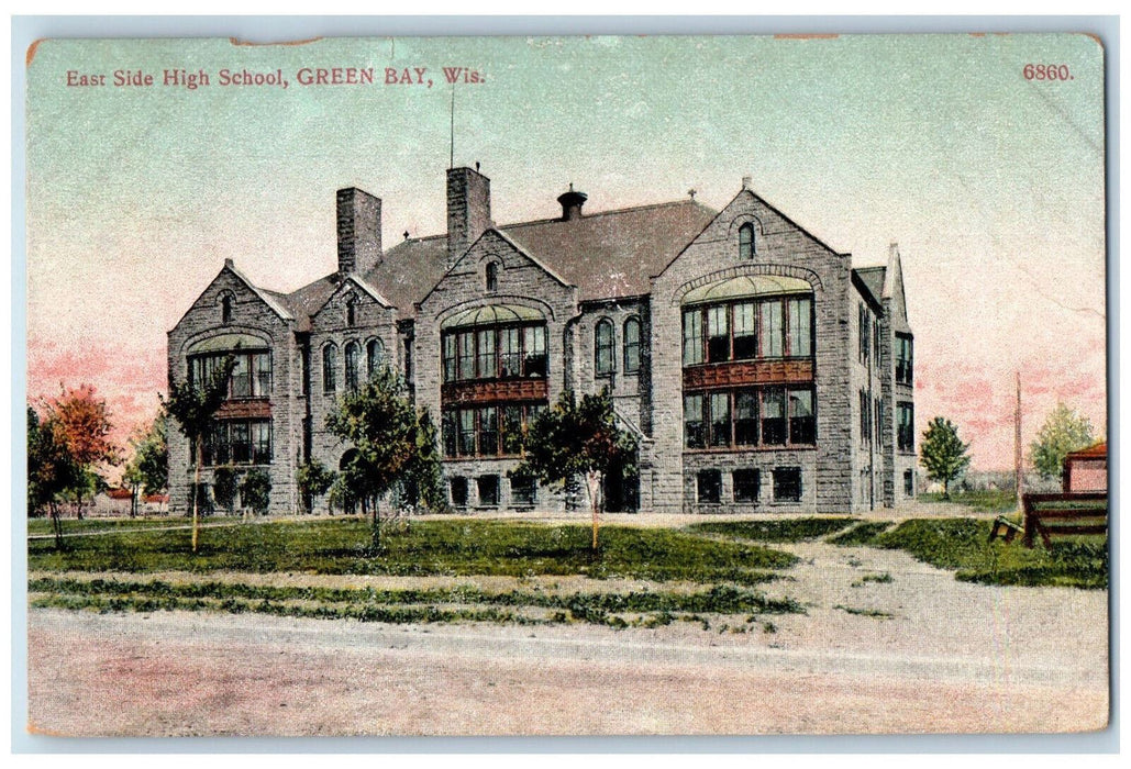 c1910 East Side High School Green Bay Wisconsin WI Unposted Antique Postcard