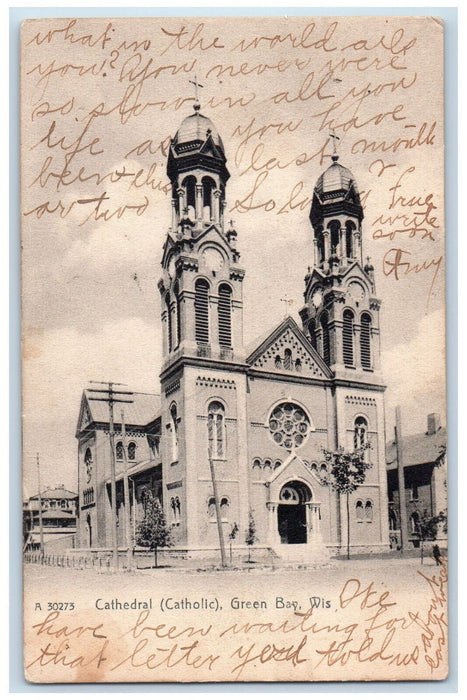 1907 Cathedral (Catholic) Green Bay Wisconsin WI Posted Antique Postcard