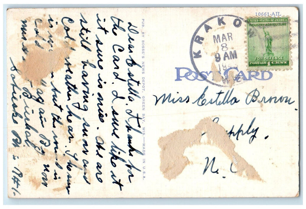 1943 C & N.W. Railway Elevator and Northern Paper Mills, Green Bay WI Postcard