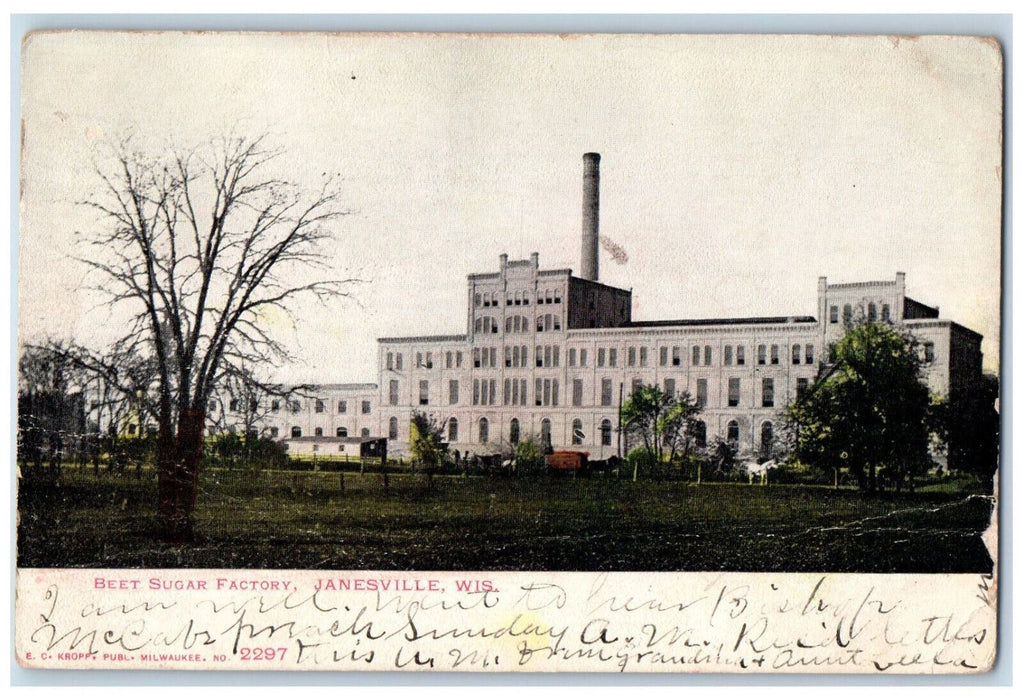 1906 Beet Sugar Factory Janesville Wisconsin WI Antique Posted Postcard