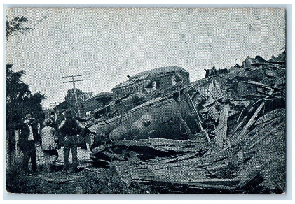 c1910 Wrecked Engines Telescoped CO Canaan Helicopter New Hampshire Postcard