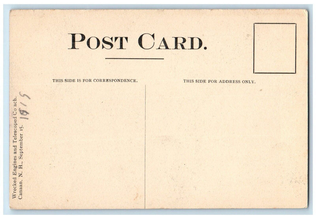 c1910 Wrecked Engines Telescoped CO Canaan Helicopter New Hampshire Postcard