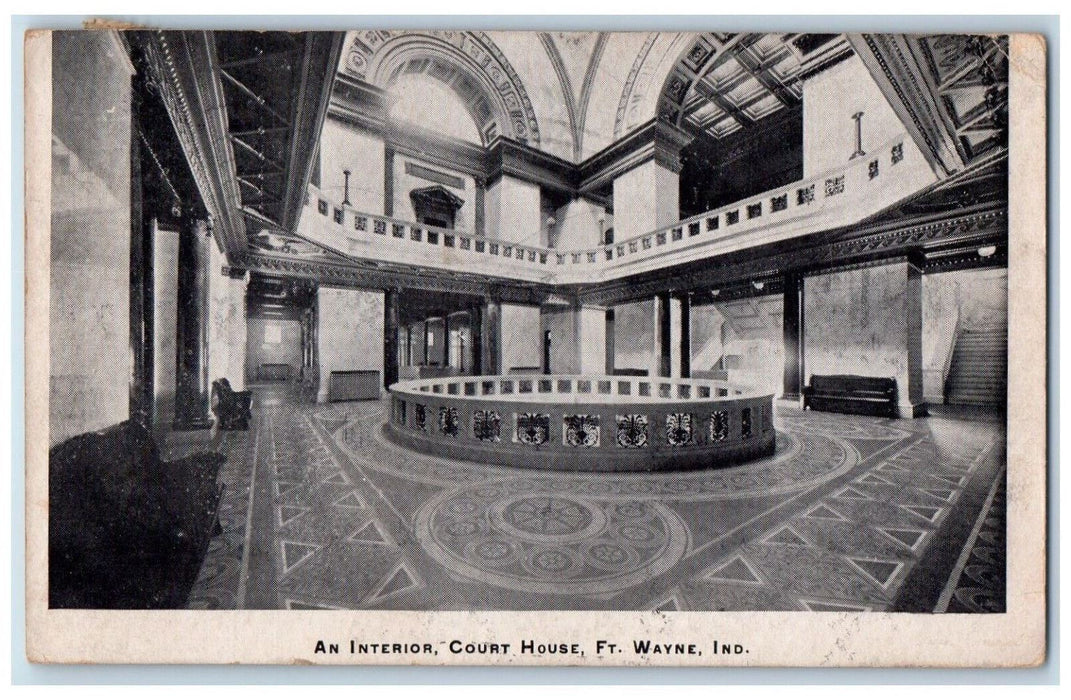 1910 Interior Court House Lobby Area Fort Wayne Indiana IN Antique Postcard