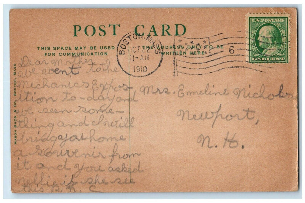 1910 Kings Chapel Tremont Street Carriage Road Boston Massachusetts Postcard
