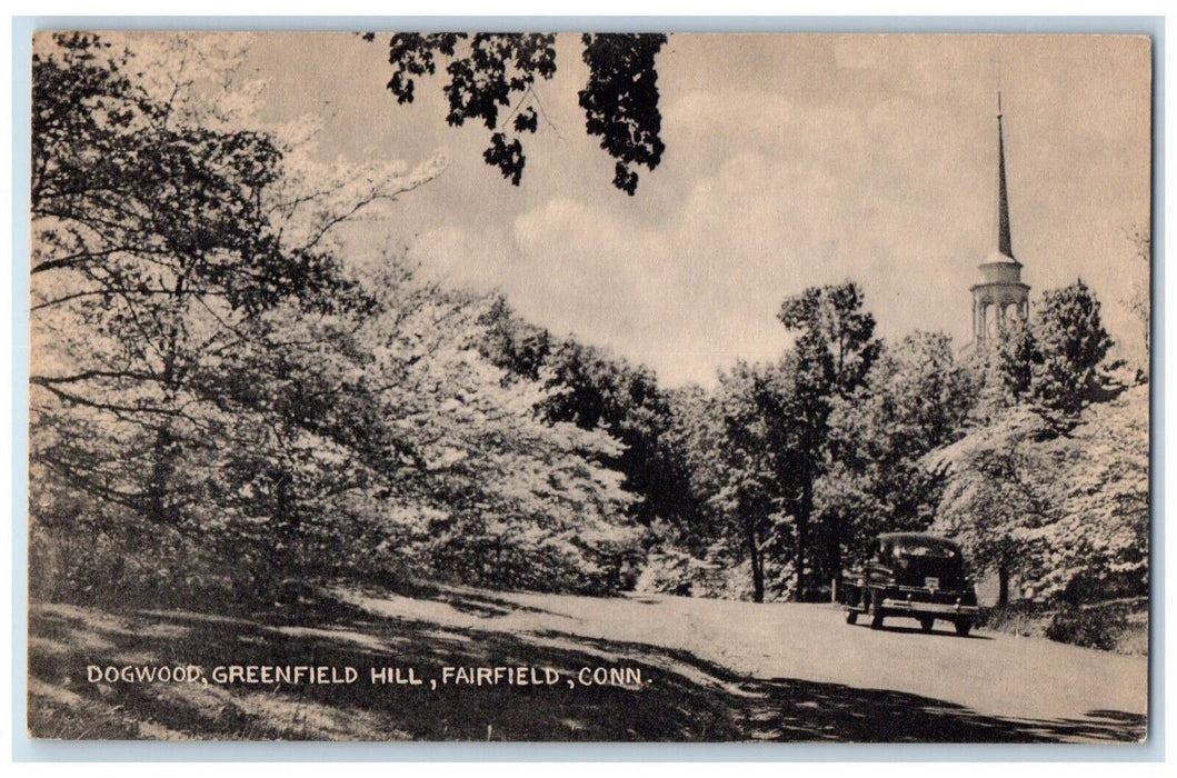 c1910 Dogwood Greenfield Hill Old Vintage Car Fairfield Connecticut Postcard