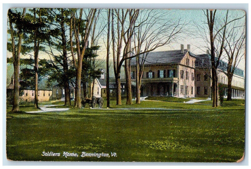 1908 Soldiers Home Carriage Trees Park House Bennington Vermont VT Postcard