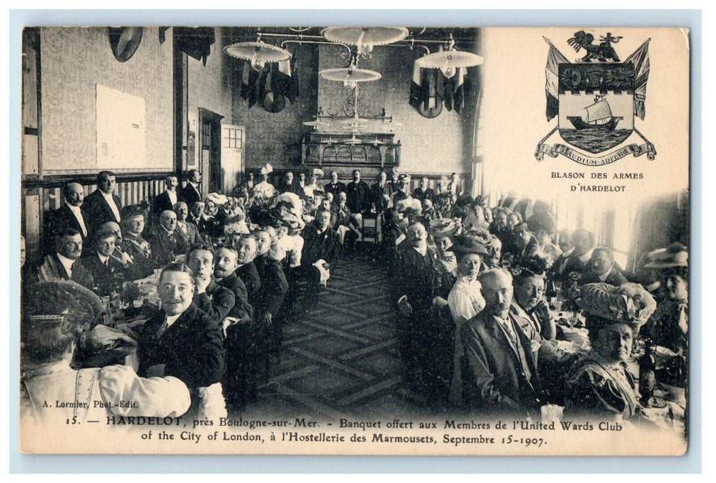 1907 United Wards Club City of London Hardelot France Banquet Meeting Postcard