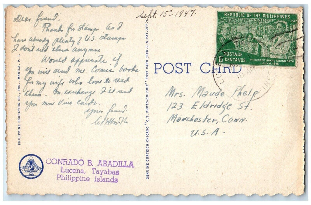 1947 Malacanan Palace Government Manila Philippines PH Vintage Antique Postcard
