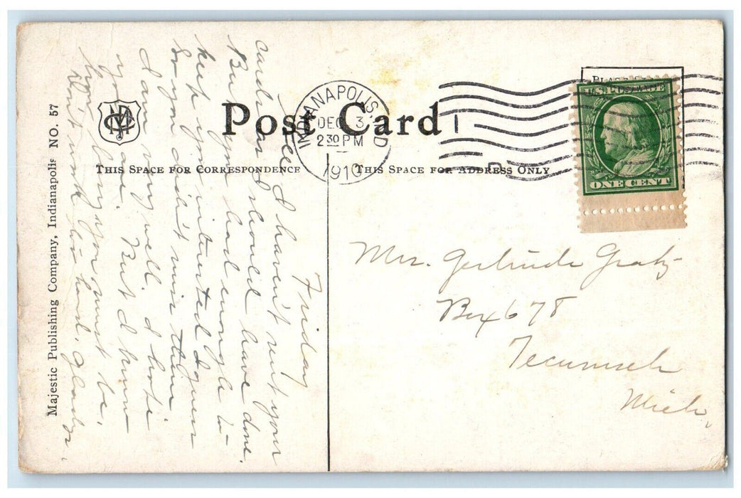 1910 St Vincents Hopsital Building Doctor Street Indianapolis Indiana Postcard
