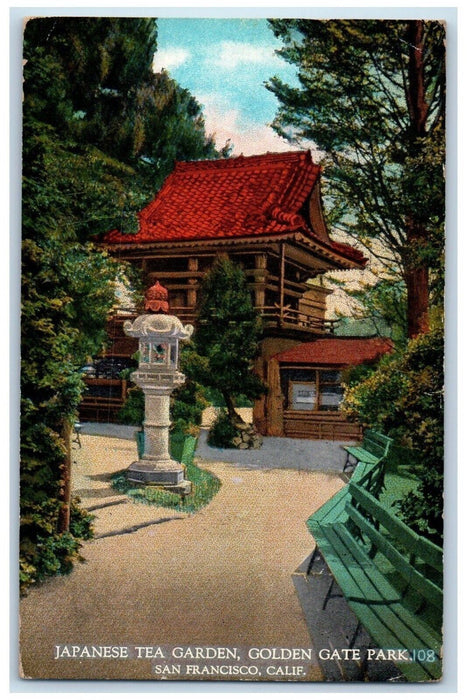 1930 Japanese tea Garden Golden Gate Park San Francisco California CA Postcard