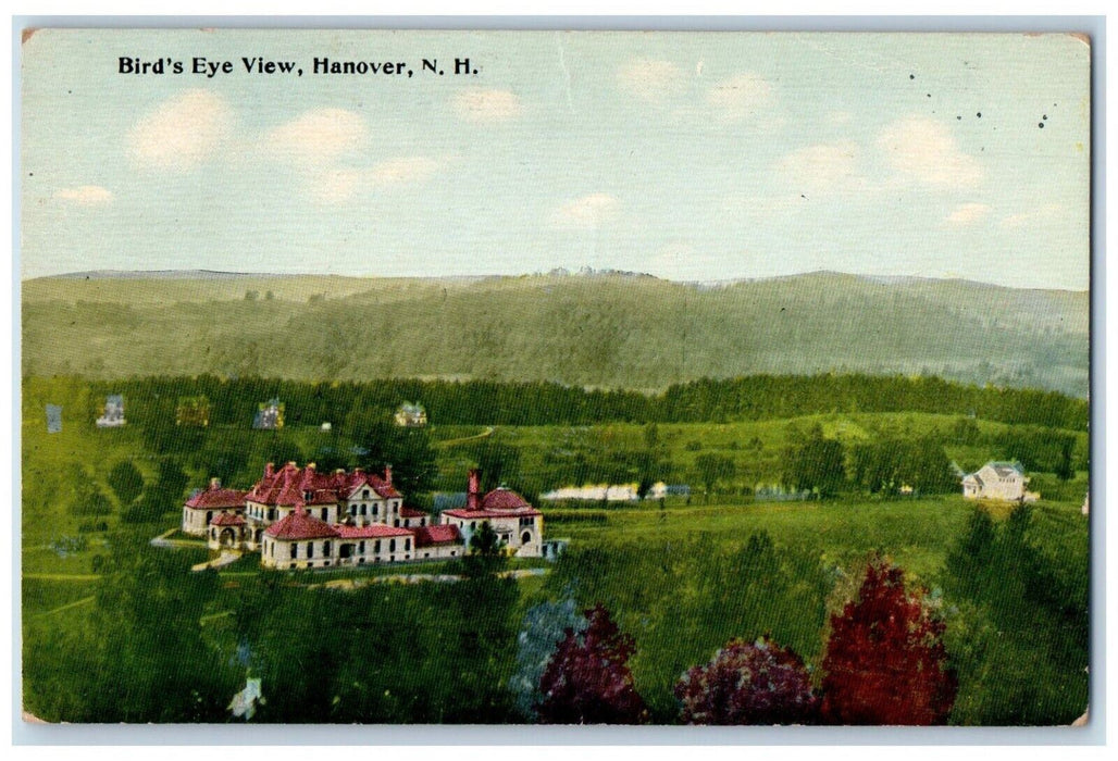 1915 Birds Eye View Village Mansion Mountains Hanover New Hampshire NH Postcard