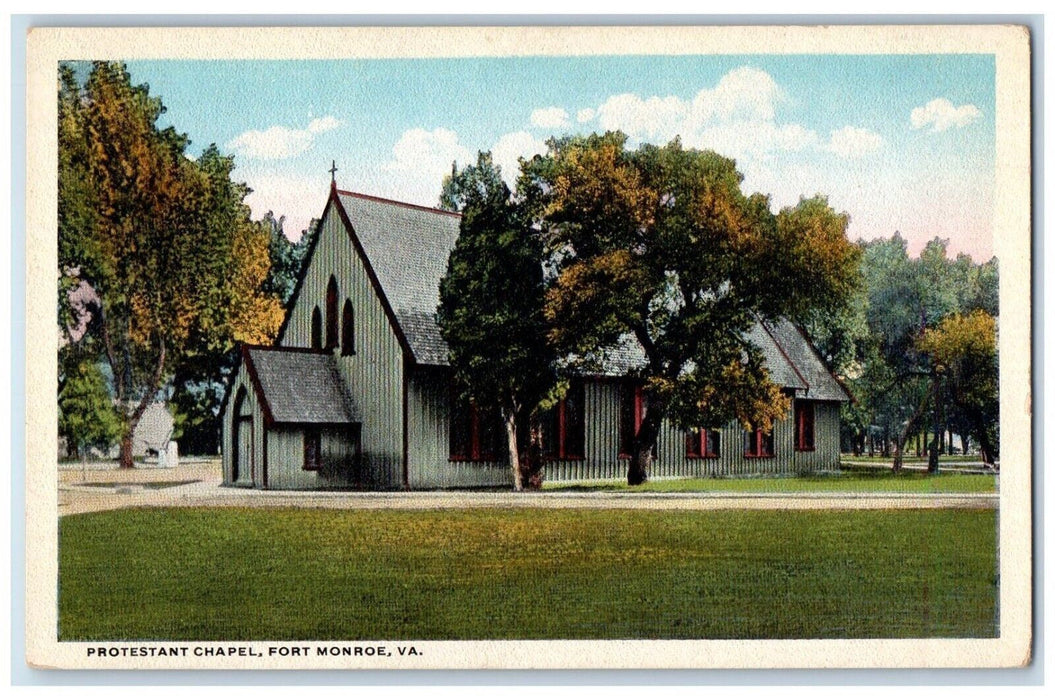 c1910 Protestant Chapel Church Field Garden Fort Monroe Virginia VA Postcard