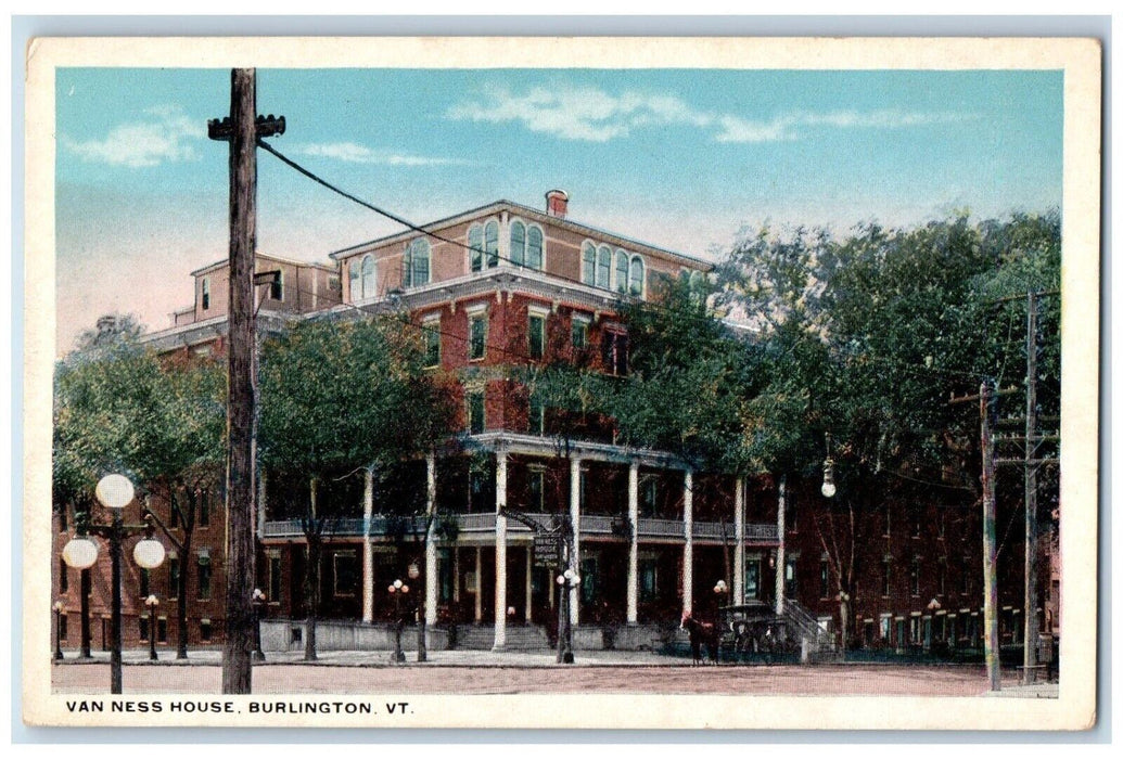 c1920 Van Ness House Street Road Carriage Burlington Vermont VT Vintage Postcard