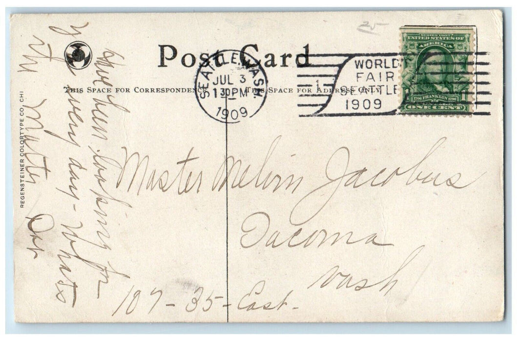 1909 Battle Monitor Merrimac Alaska Yukon Pacific Expo Seattle WN USA Postcard