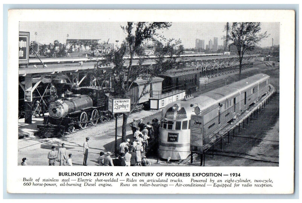 1934 Burlington Zephyr Century Progress Exposition Chicago Illinois IL  Postcard