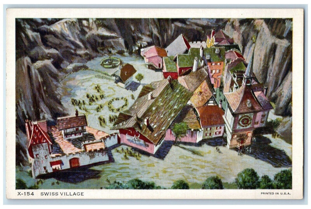 1934 Swiss Village Century Progress International Chicago Illinois IL Postcard