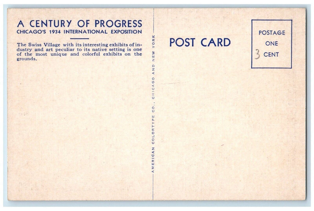 1934 Swiss Village Century Progress International Chicago Illinois IL Postcard