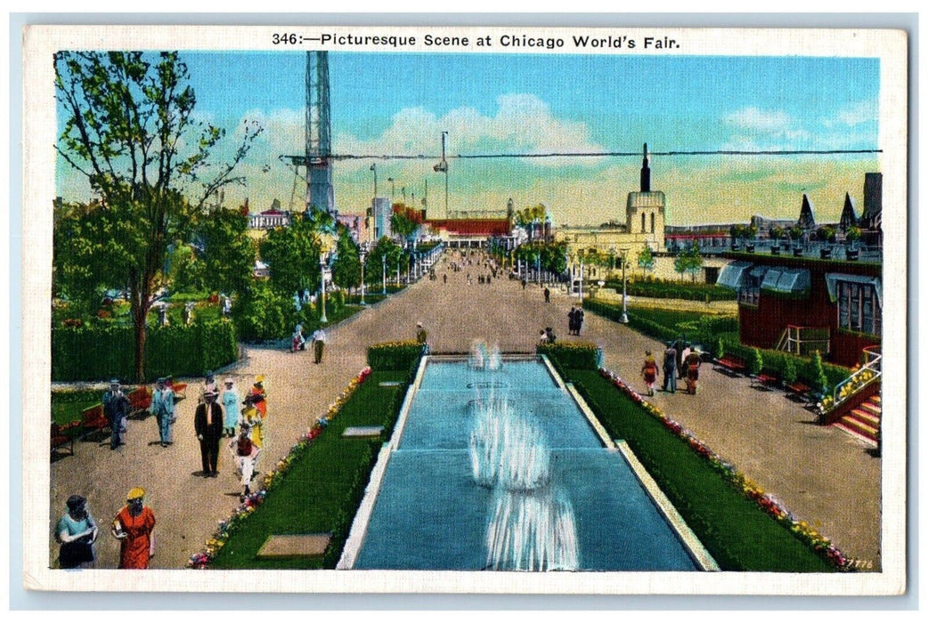 1933 Picturesque Scene Century Progress Exposition Chicago Worlds Fair Postcard