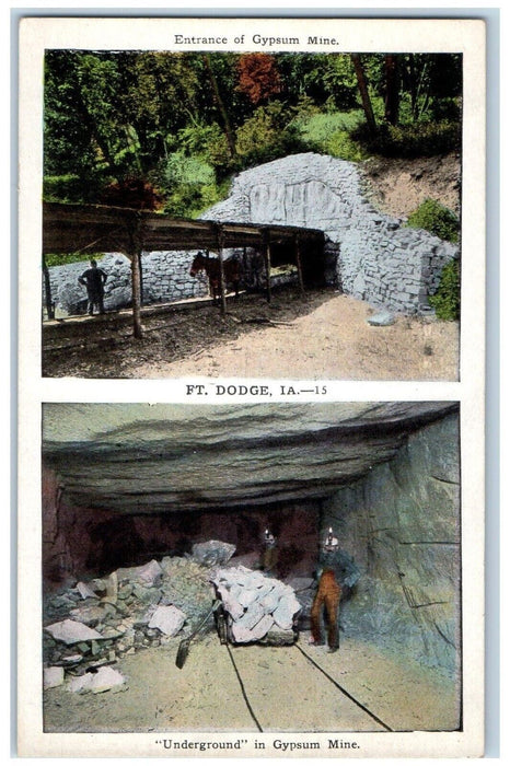 1910 Entrance Gypsum Mine Fort Dodge Underground Occupational Iowa Postcard