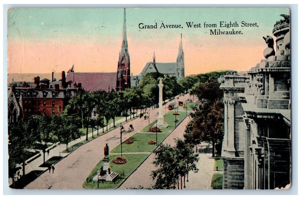 1913 Grand Avenue West Eight Street Church Building Wisconsin Milwaukee Postcard